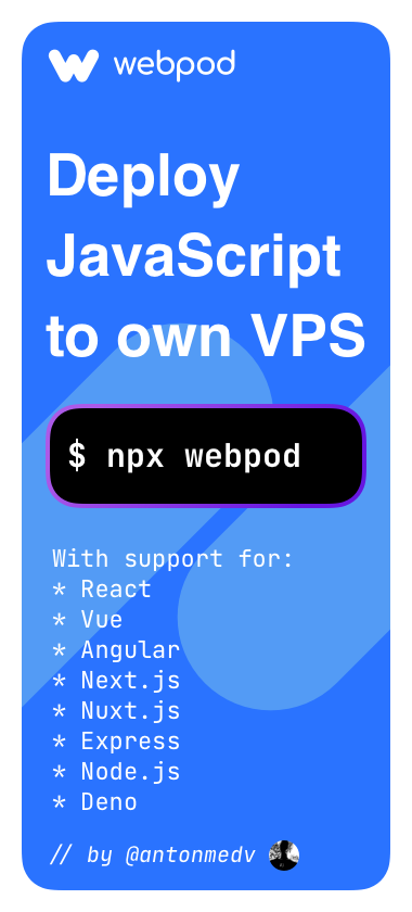 Webpod - deploy JavaScript apps