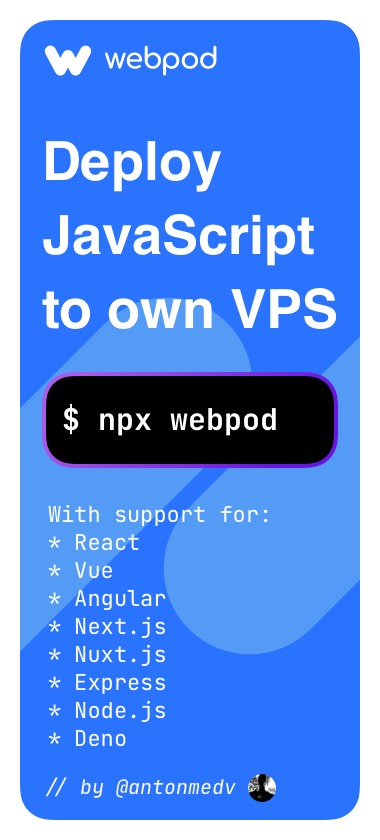 Webpod - deploy JavaScript apps